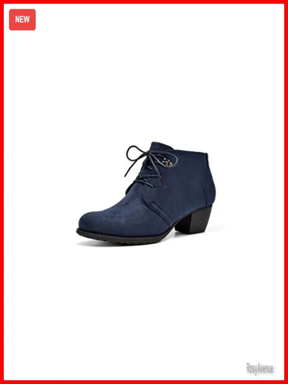 Lace-up Round Toe Low Heel Ankle Bootie with Side Zipper
